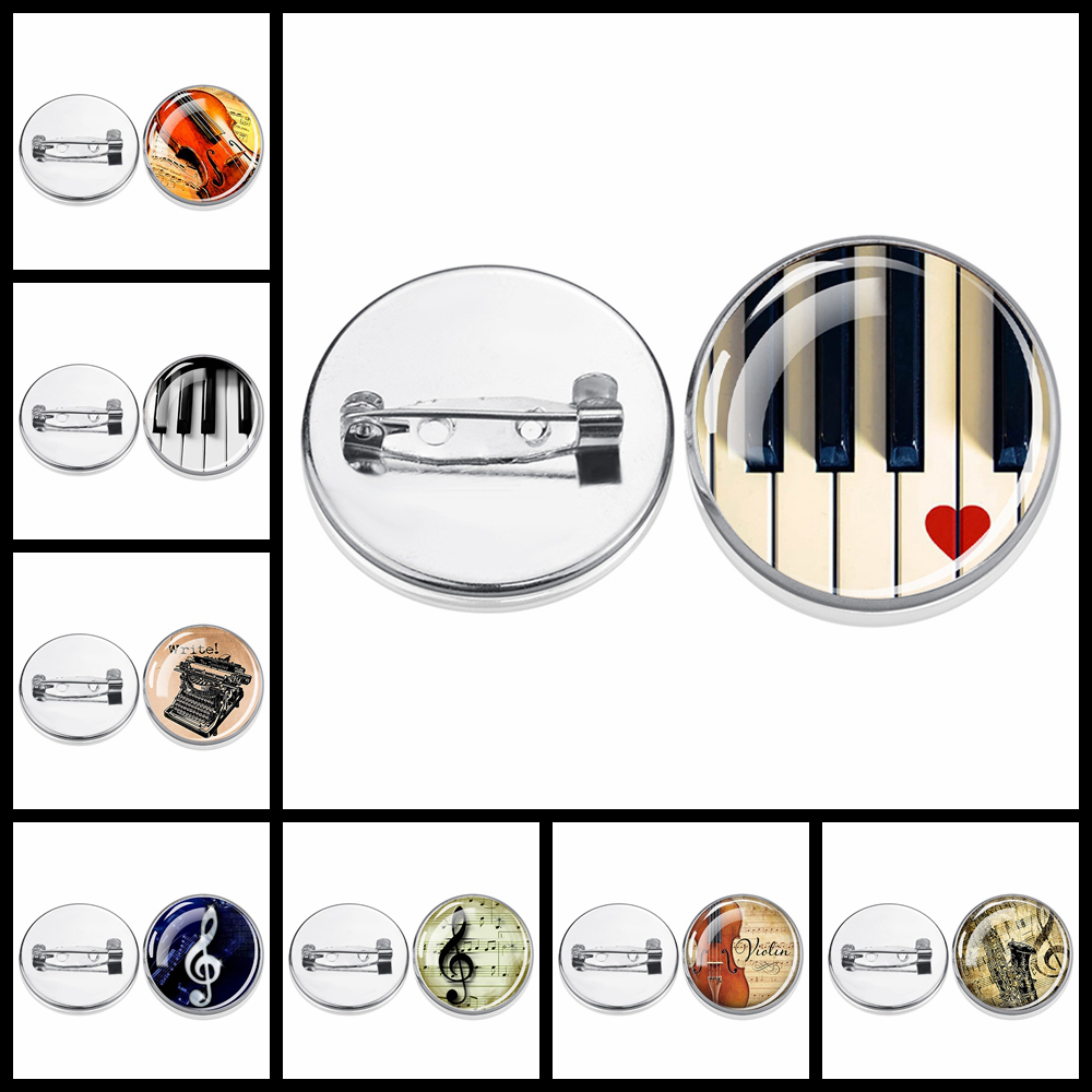 دبوس زجاجي فضي على شكل نوتة مو - مراجعة Musical Instrument Jewelry وسعره