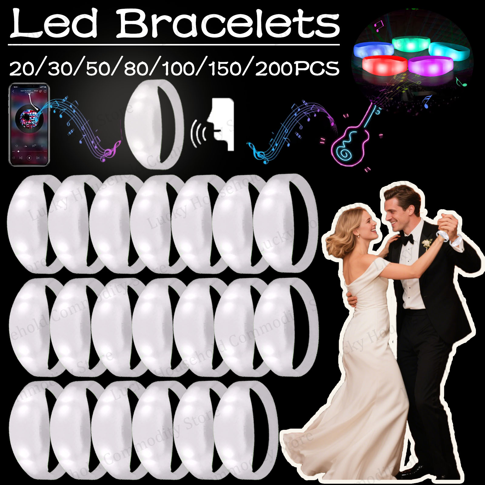 20-100 قطعة من أساور LED تتفاع - مراجعة Musical Instrument Jewelry وسعره