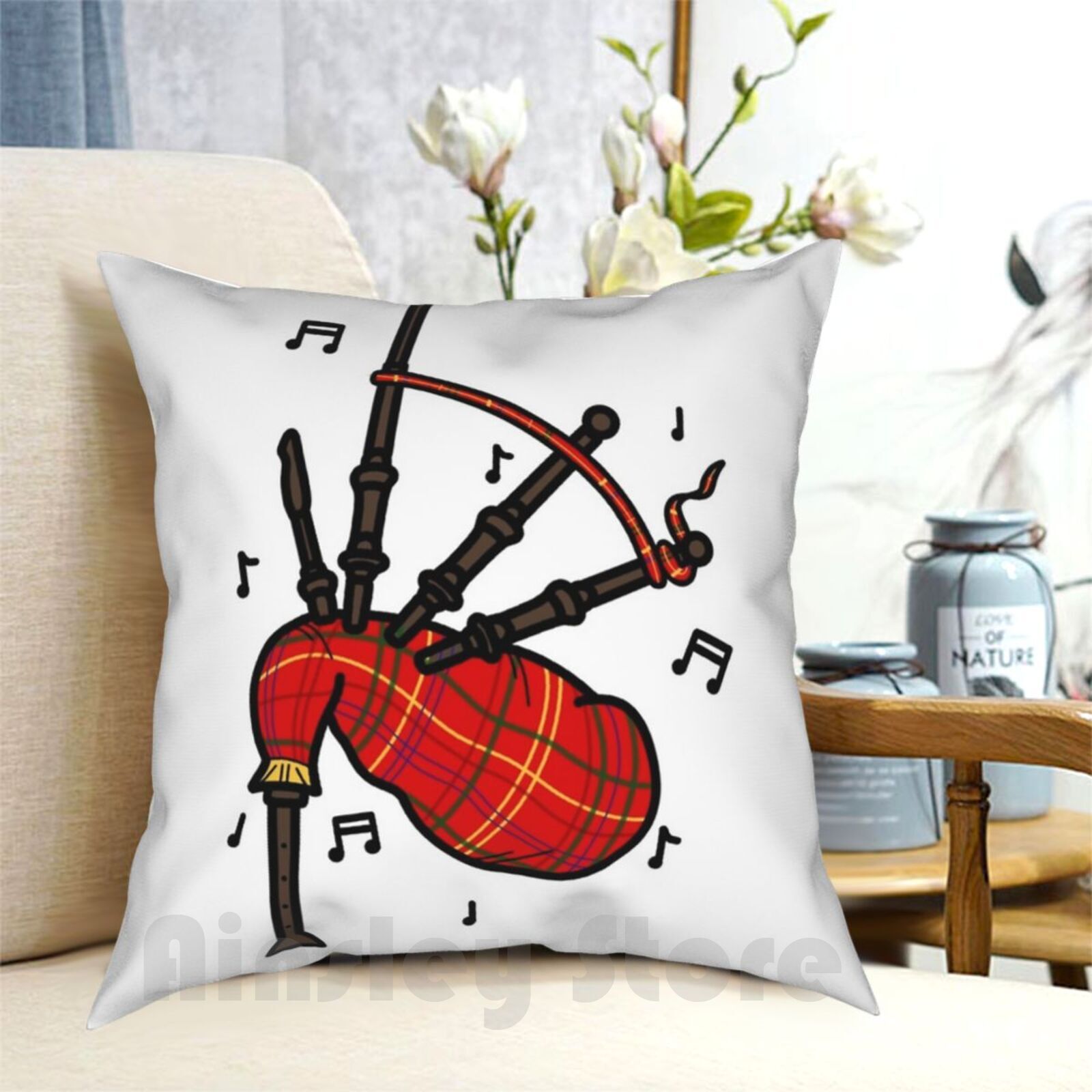 Bagpipes كيس وسادة مطبوعة المن - مراجعة Musical Instrument In Scotland وسعره